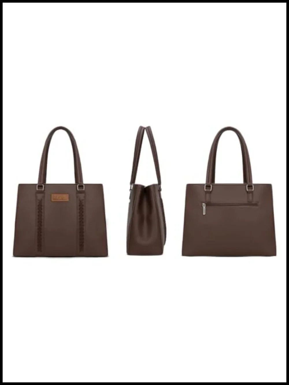 Double Compartment Whipstitch Tote Bag, Fits 13.5
